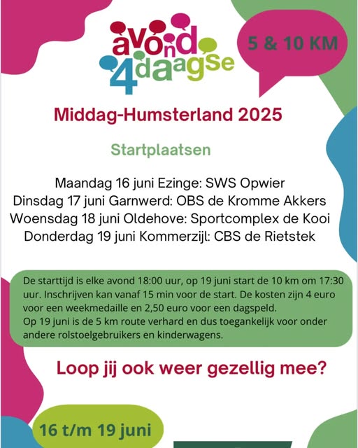 16 t/m 19 juni Avond4Daagse