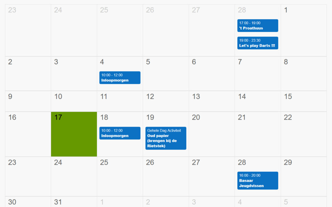 Agenda (rest) maand Maart