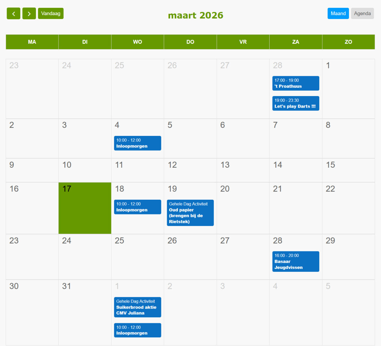 Agenda (rest) maand Maart